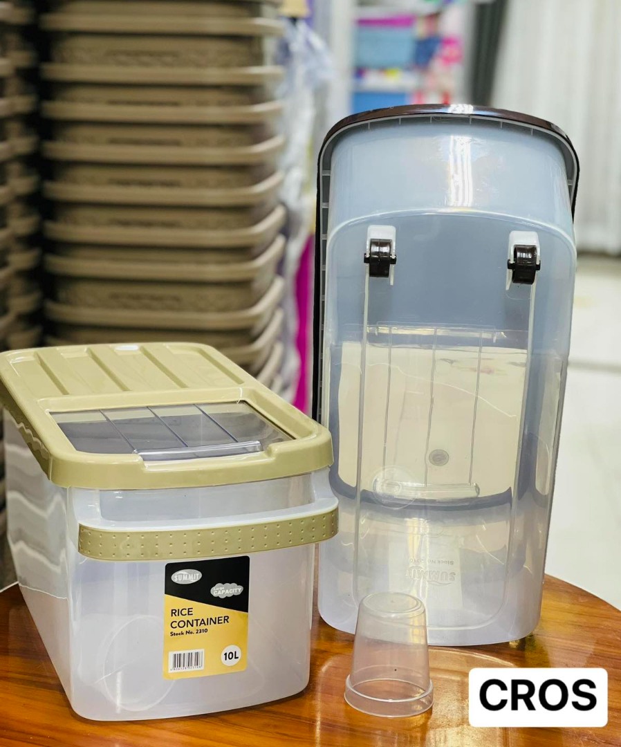 10L rice container w/ wheels&Cup, Furniture & Home Living, Kitchenware ...
