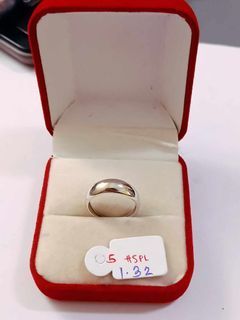 18k Saudi White Gold Dome Ring Size 5