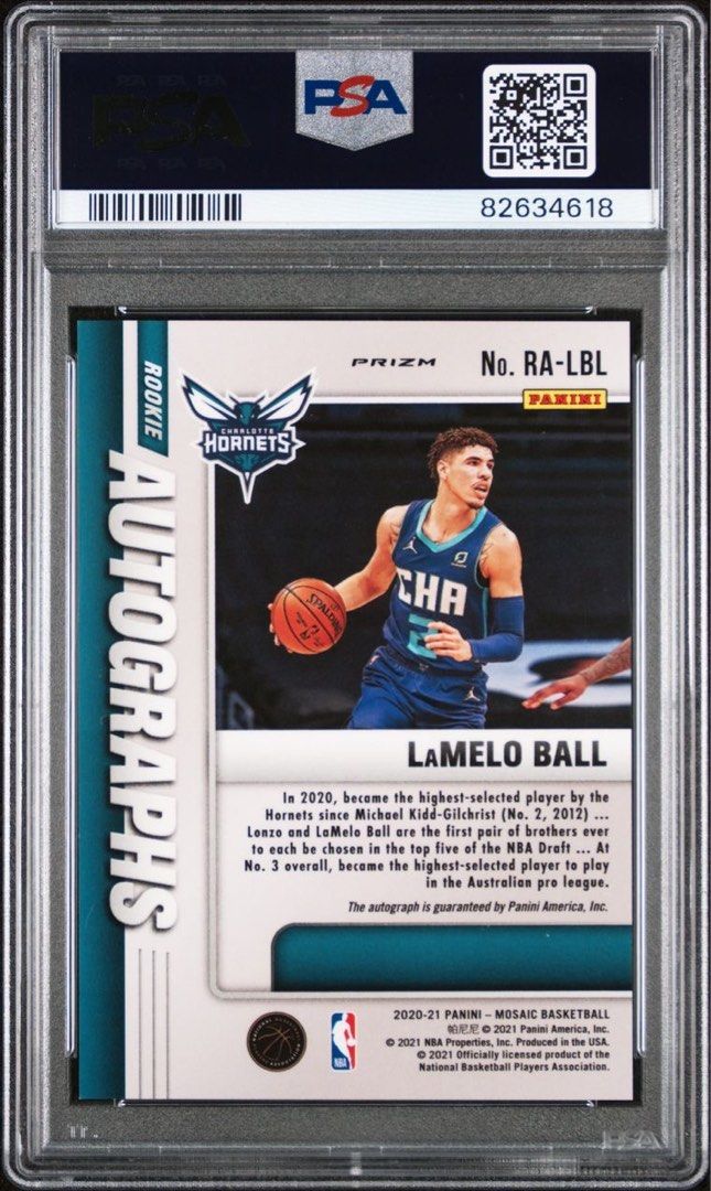 2020-21 Panini Mosaic Lamelo Ball Rookie Auto RC PSA 10, Hobbies 