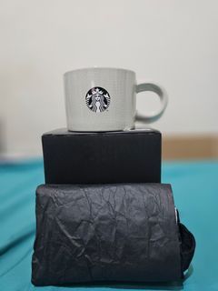 2024 Starbucks Traditions Ebony Warm Gray Mug and Polka Tote Bag