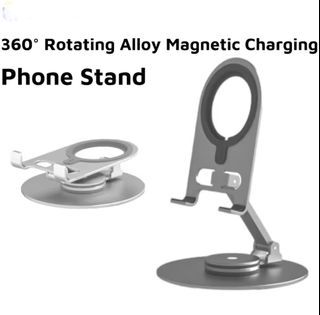 360° Rotation Phone Holder Stand Compatiable with Magsafe Wireless Charger;Aluminium Alloy Desk Phone Stand