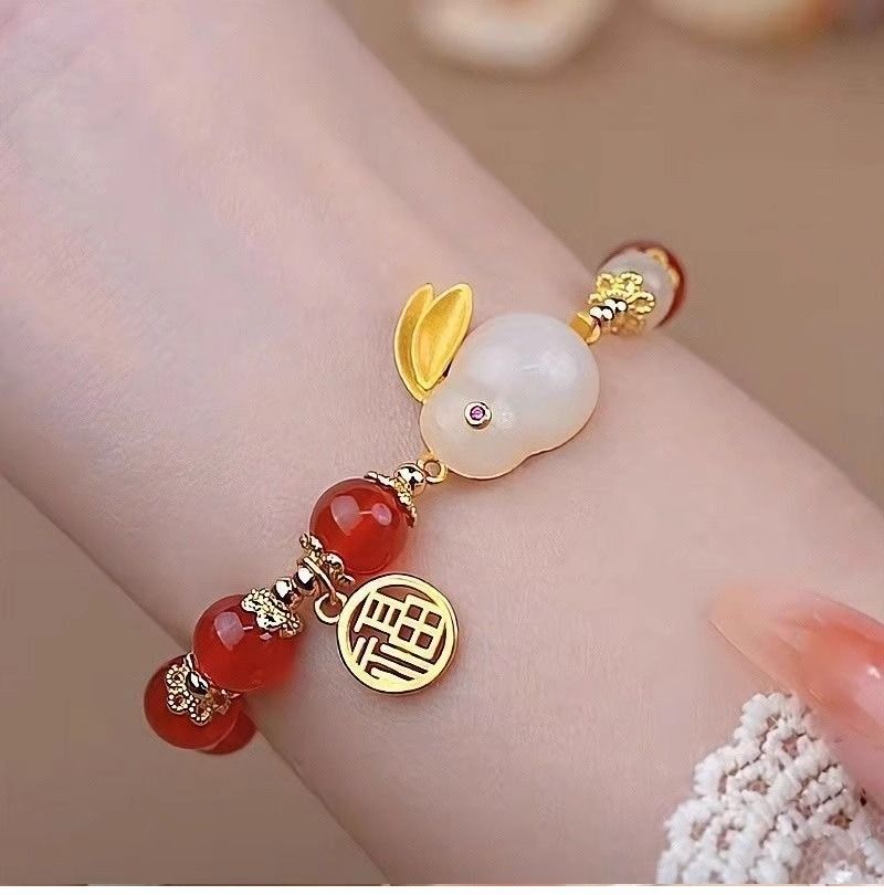 Rabbit Red Crystal Rabbit Lucky Charm Crystal Bracelet
