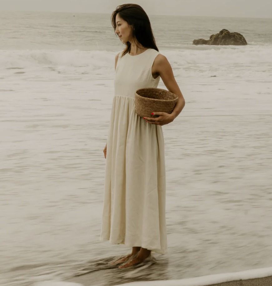 AGW SON AND DAUGHTER X A GREENER WOOD Maeve Linen Dress Women s
