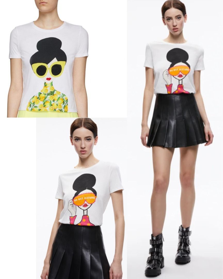 Alice + Olivia Stace Face Cotton T-shirt in White | Lyst
