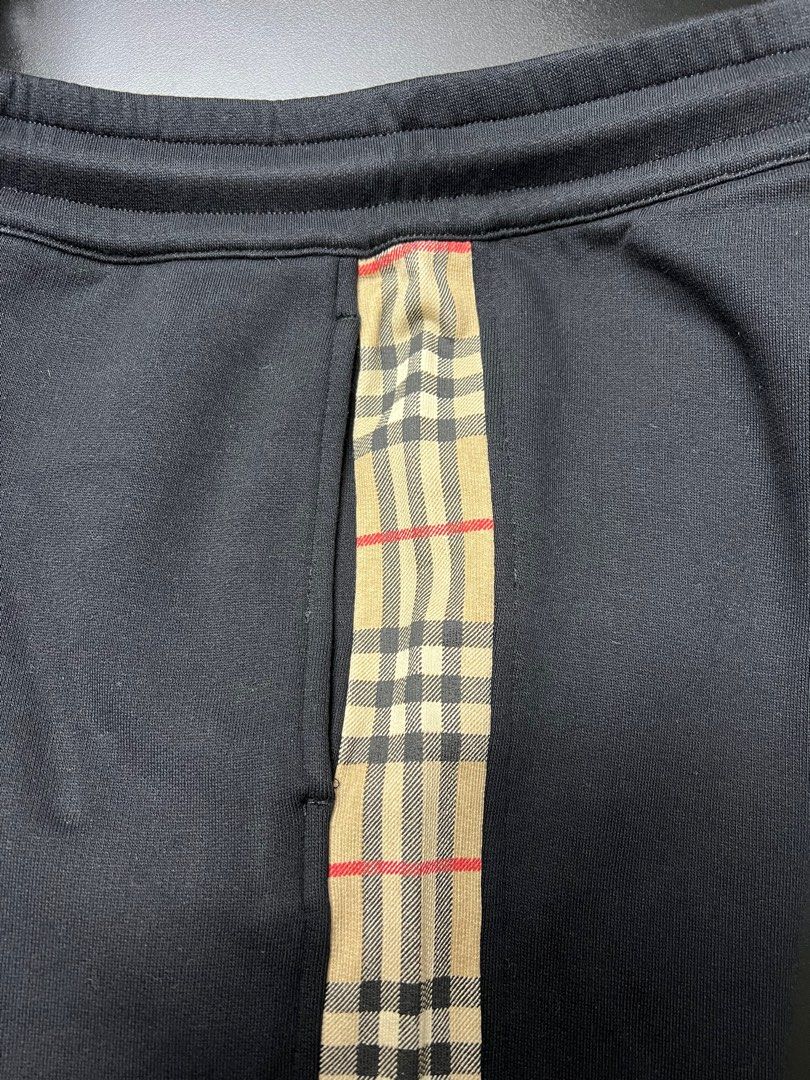 Authentic Instock Burberry Side Check Joggers Black