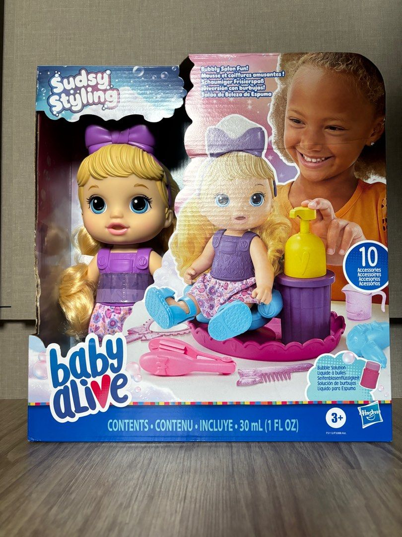 Baby Alive Sudsy Styling Doll, 12-Inch Toy for Kids 3 and Up
