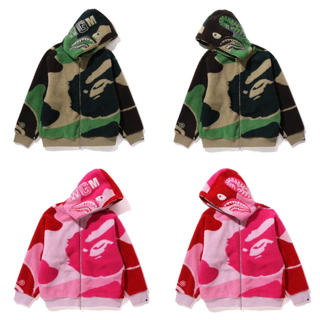 BAPE MEGA ABC CAMO SHARK BOA HOODIE JACKET