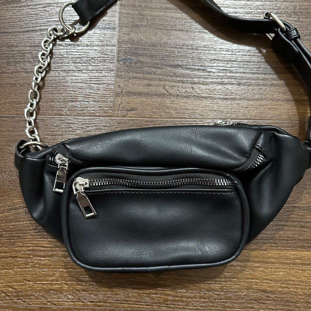 Black Hardware Metal Chain Bum Bag Women s Fashion Bags