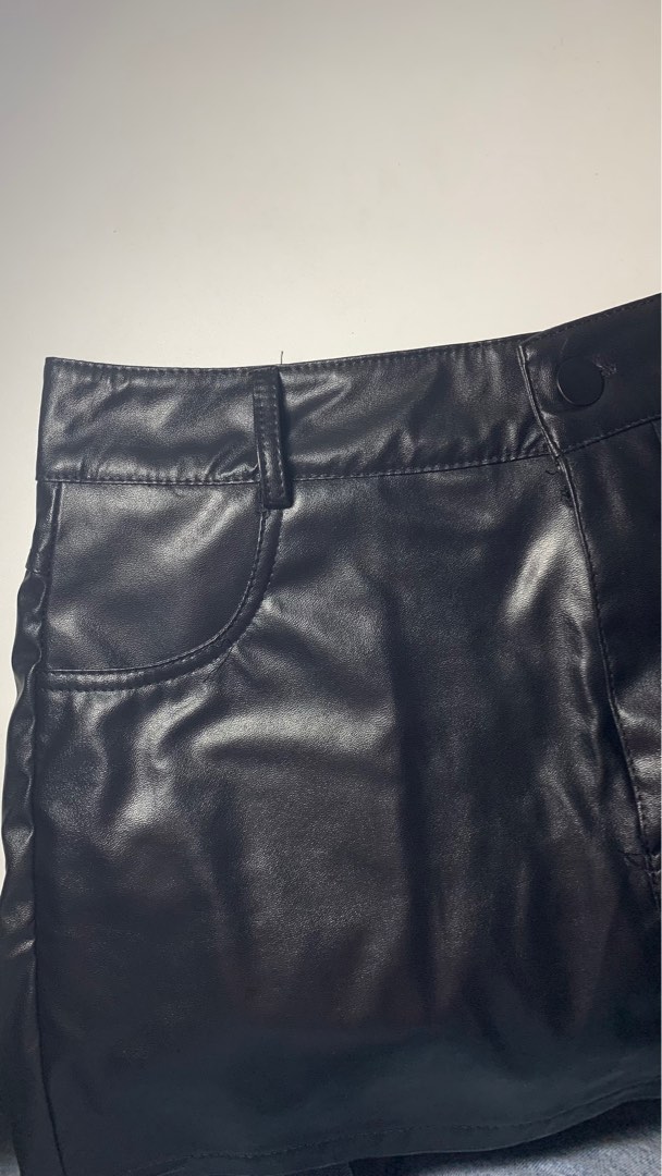 black leather skort from tiktok, Women's Fashion, Bottoms, Skirts on ...