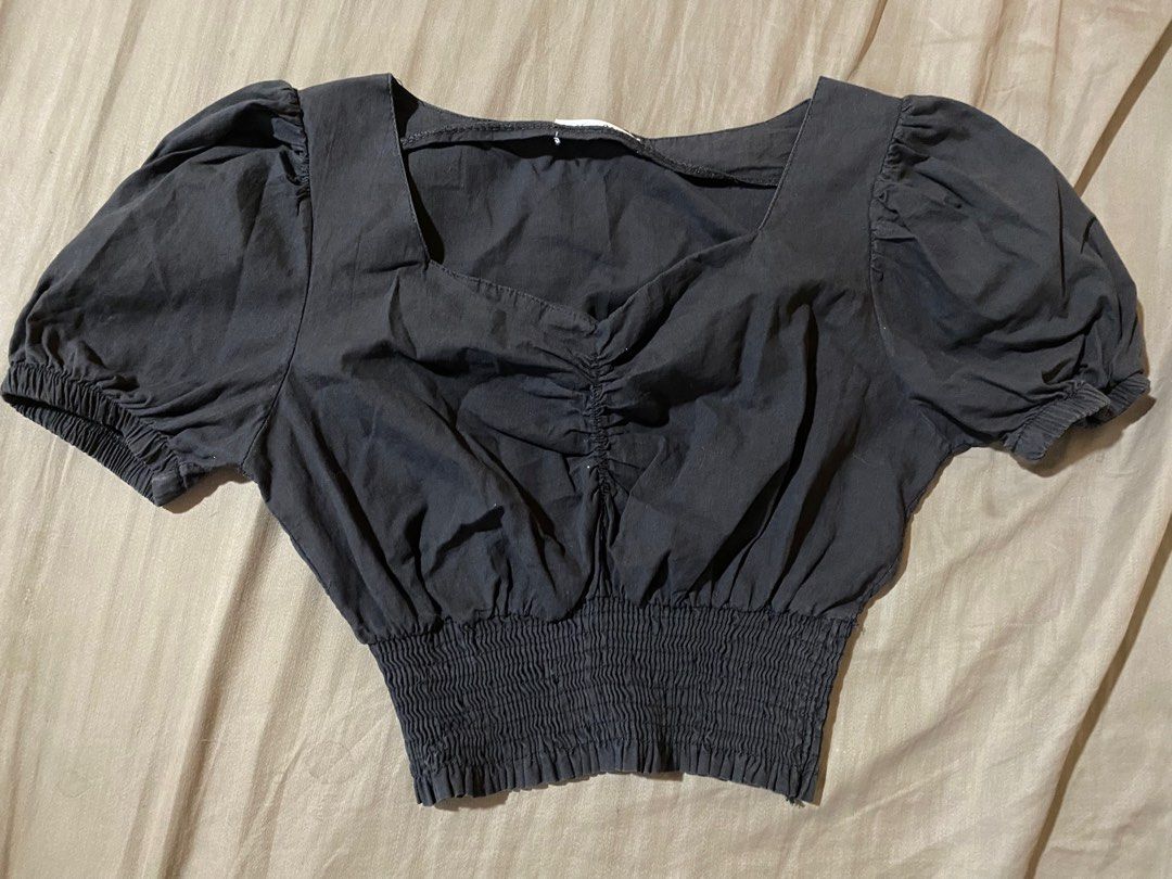 Black Puff Sleeve Cropped Top (Category: Blouses) located in Marikina City. Submitted by msgdptrp (Listing ID 1280731759, Image 1). Description: ‼️ AVAILABLE, ON-HAND ‼️ ‼️ LAST PRICE POSTED ‼️ – black puff sleeve cropped top given as a gift – approximately fits SMALL to MEDIUM – never worn, but fitted and washed – NO WHEN WORN PHOTOS – measurements (laid flat, allow 0.5 to 1" allowance): > bust: 14.5" > length: 14 3/4" – NO ISSUES RFS: declutter
