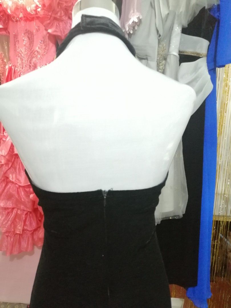 USA Designer velvet halter gown