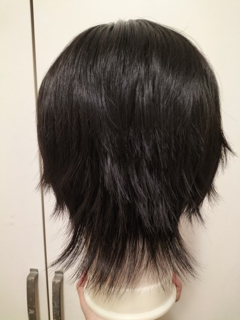 Black wig male cosplay sales