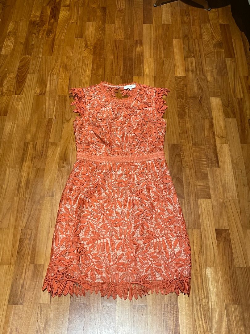 Reiss coral new arrivals lace dress