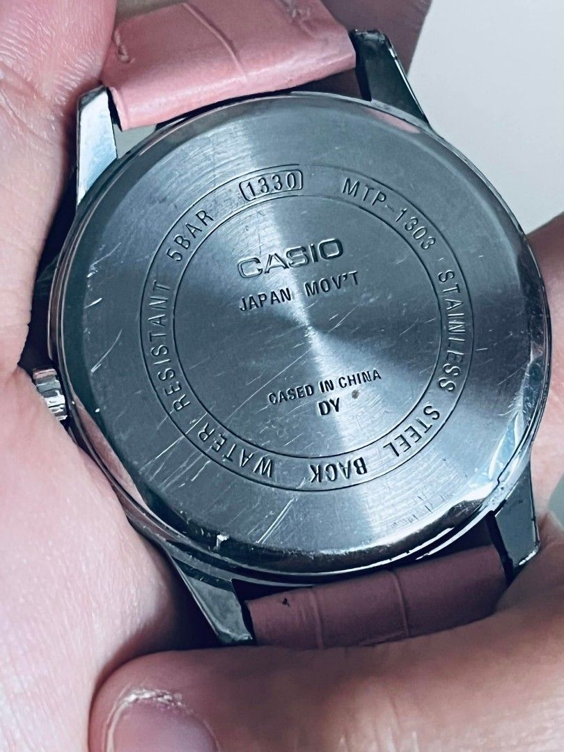 Casio MTP 1303 Original Black Silver 50m Water Resistant Leather Strap Fully Functioned