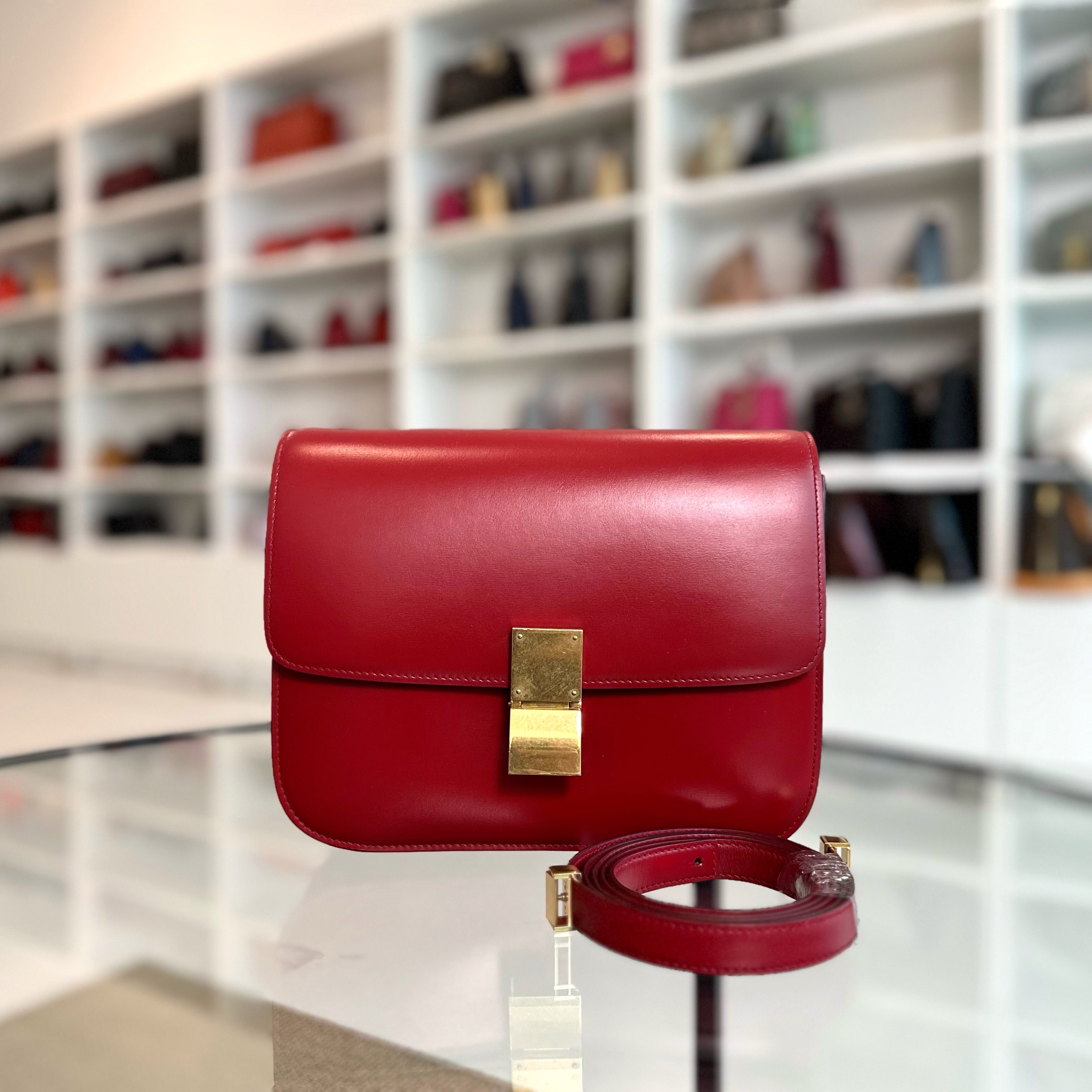 Celine box bag red discount