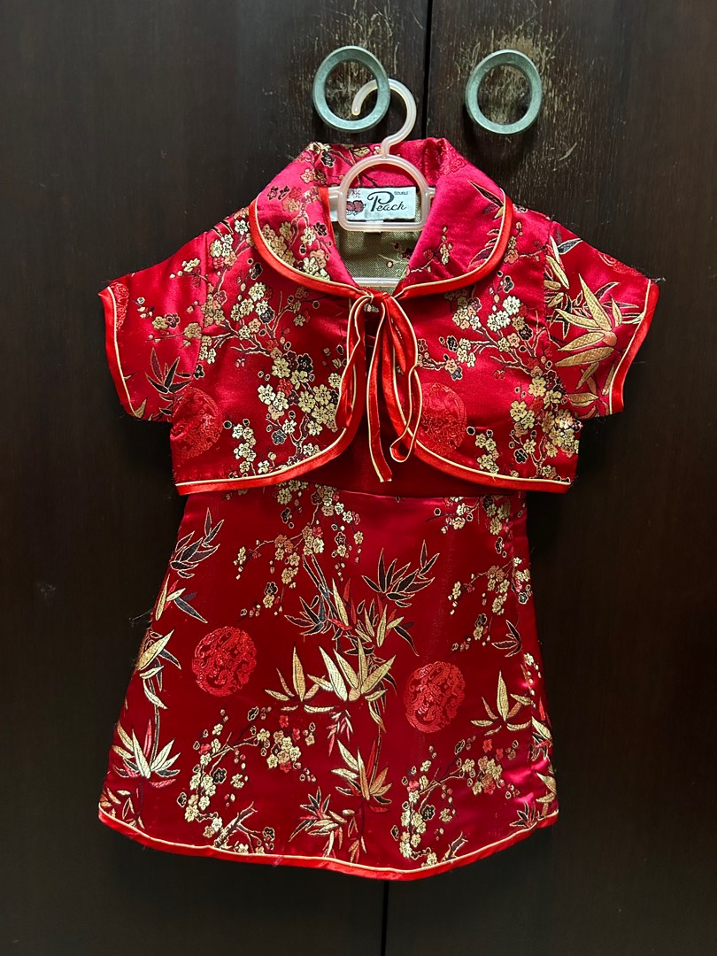 Chinese New Year red dress CNY girl cheongsam Babies Kids