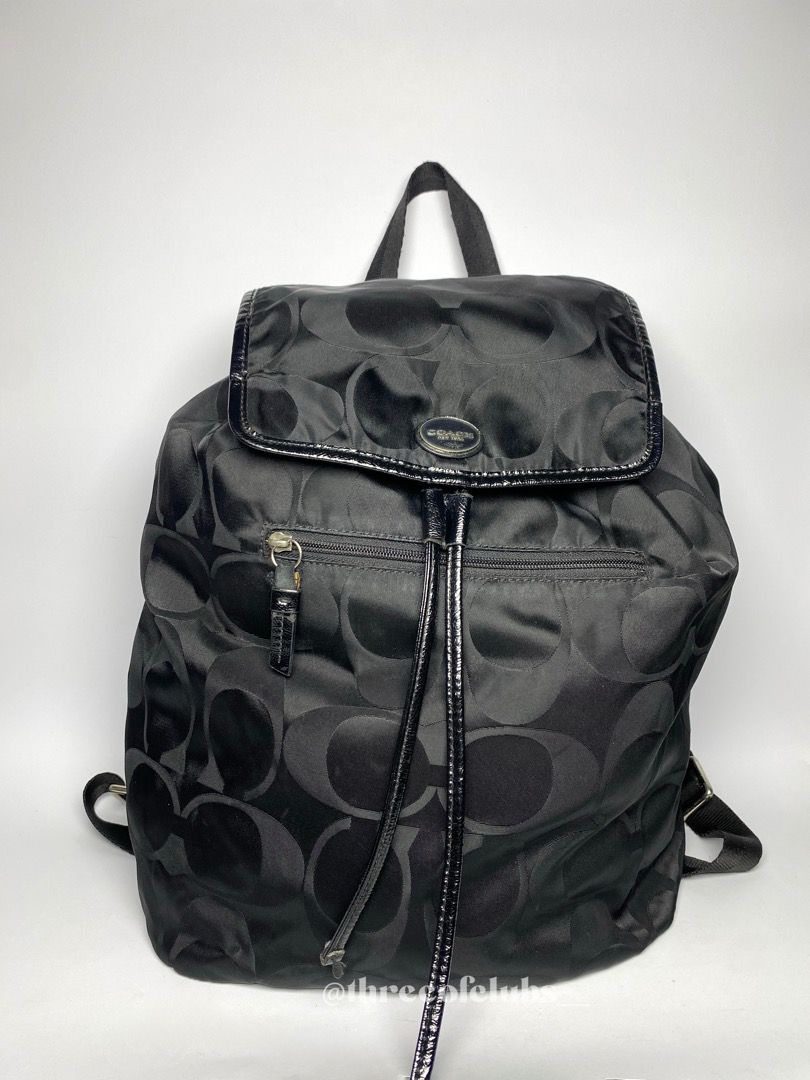 Coach nylon backpack discount black