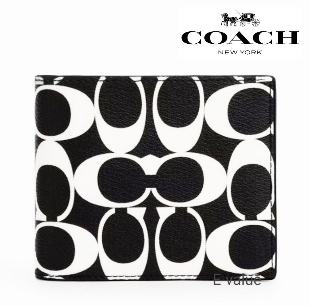 Black and white coach wallet top