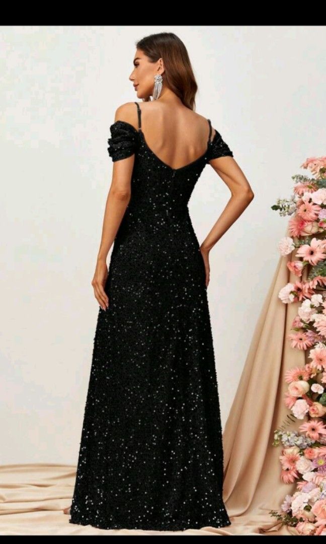 Cold shoulder store sequin party dress