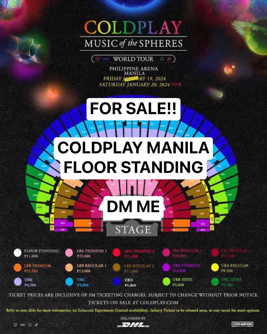 Coldplay Manila Floor Standing Ticket, Tickets & Vouchers, Event Tickets on Carousell
