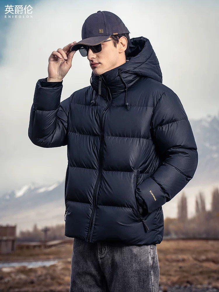 Mens down jacket with hood sale