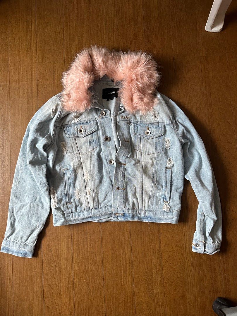 American Eagle Sherpa Lined Denim Jacket Women size M Faux Fur Light Wash  Denim | eBay