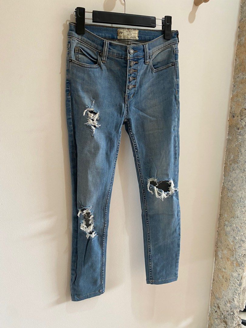 Free People Denim Ripped Jeans skinny 26 Women s Fashion Bottoms