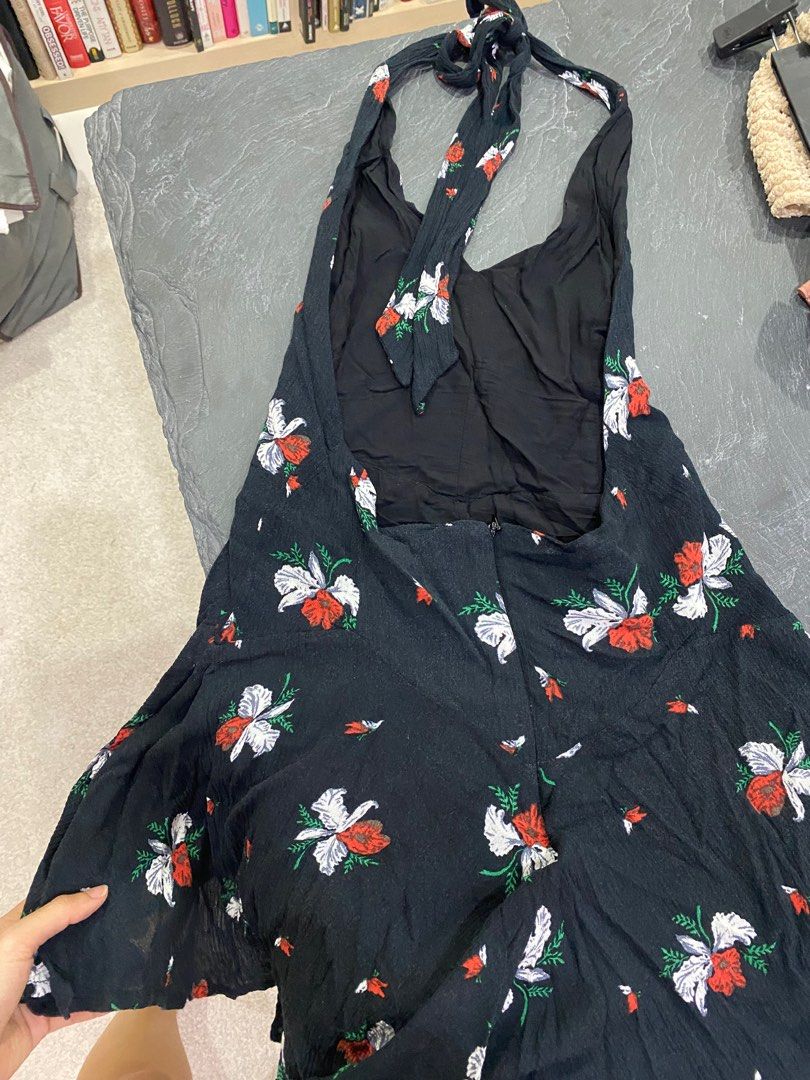 Free People floral halter romper, Women's Fashion, Dresses & Sets, Rompers  on Carousell