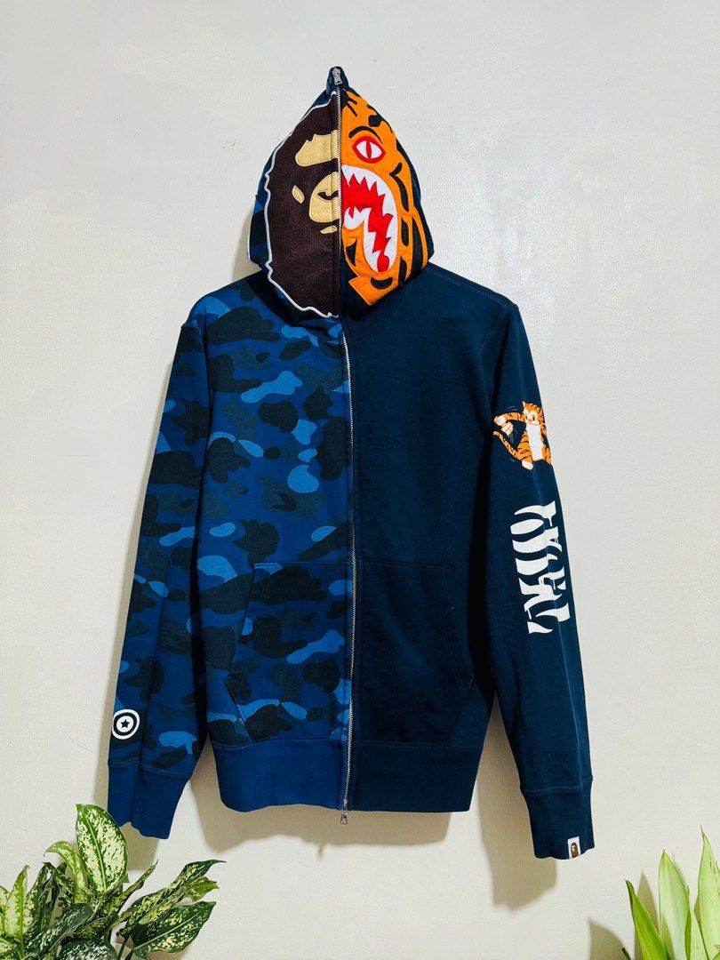 Half tiger half shark bape hoodie discount