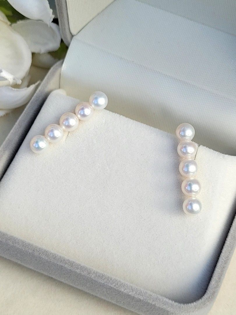 Genuine Freshwater Baby Pearls 18K Gold Earrings Stud Women s
