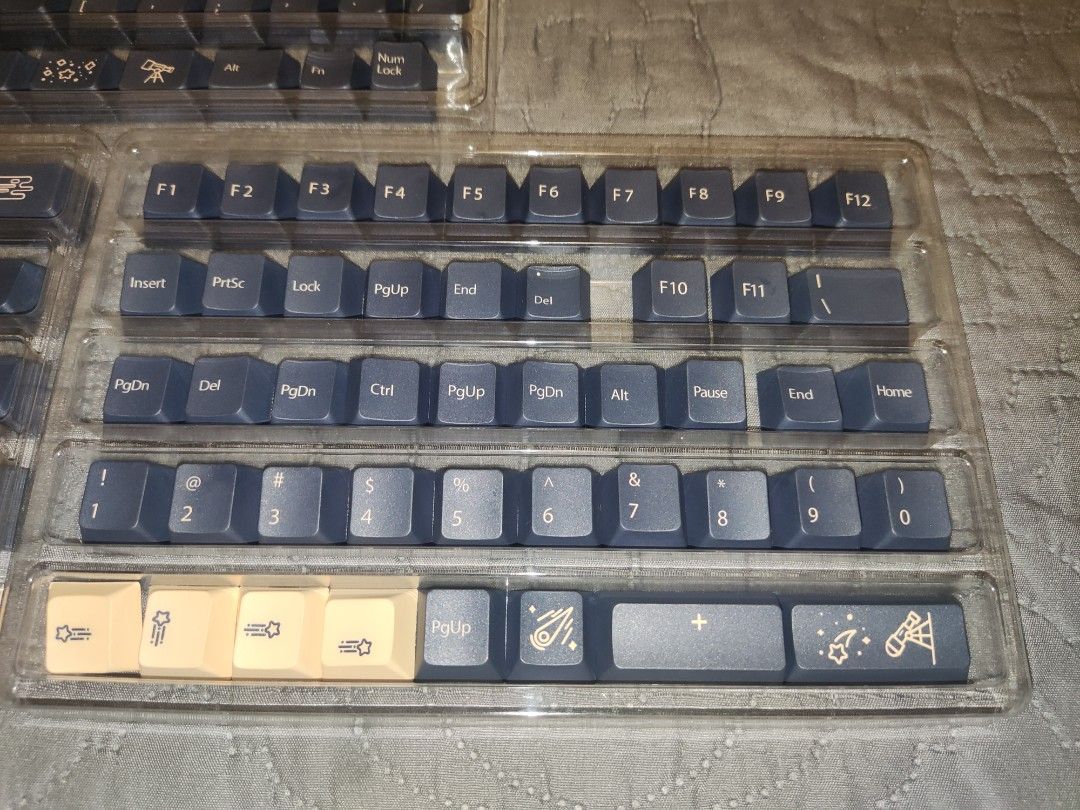 GMK Stargaze (Clones) (Category: Computer Keyboard) located in Marikina City. Submitted by kylebords (Listing ID 1280763206, Image 3). Description: Selling GMK (Clones) Stargaze keycaps. These are Cherry profile keycaps, no shine, just like brand new. Bought at original price of 1300, selling it for 900. Used for a month. Reason for selling: Don't like Cherry profile.