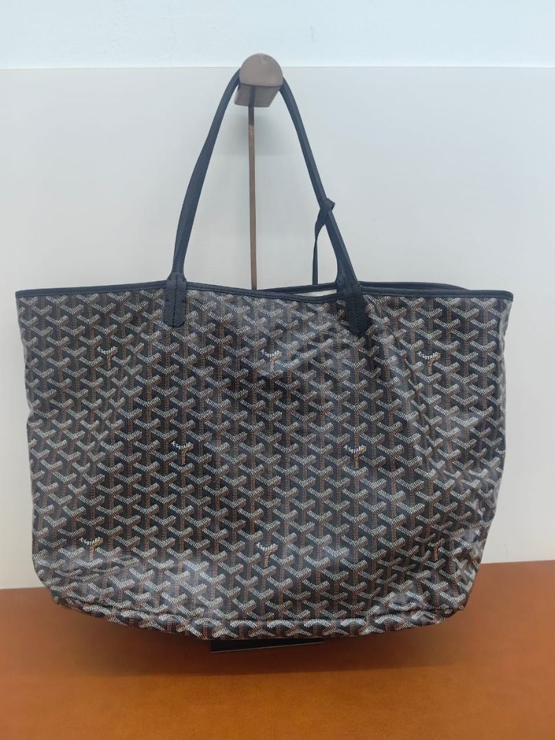 GOYARD SAINT LOUIS GM BLACK GOYARDINE CANVAS LEATHER Luxury Bags