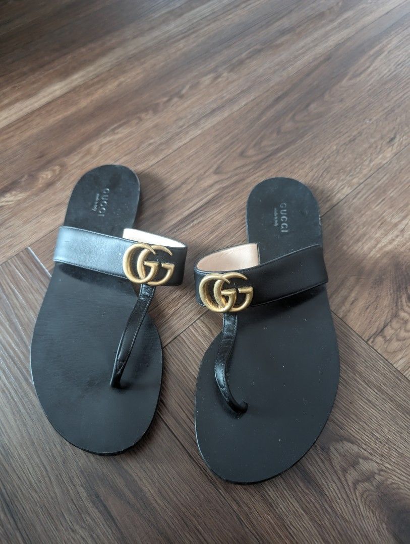 All black outlet gucci sandals
