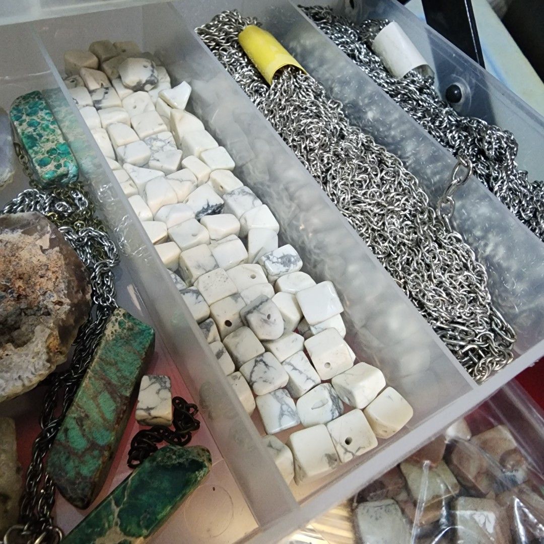 Handmade jewelry supplies crystals gem stones vintage chains