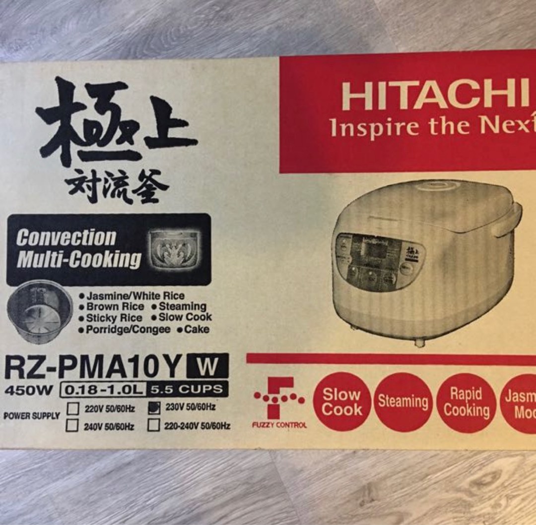 Hitachi 1.0l Rice Cooker RZ-PMA10Y, TV & Home Appliances, Kitchen ...