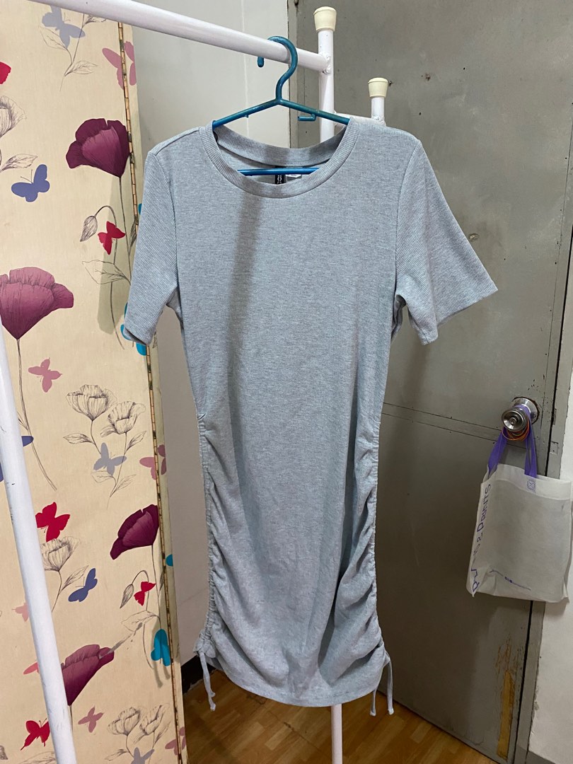 H M Gray Scrunch Dress Women s Fashion Dresses Sets Dresses
