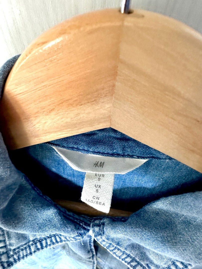 H&m long denim shirt clearance