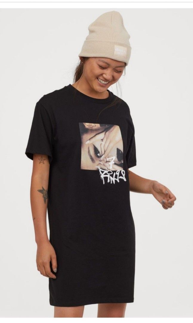 H M x Ariana Grande T Shirt Dress M L Women s Fashion Dresses Sets Dresses on Carousell