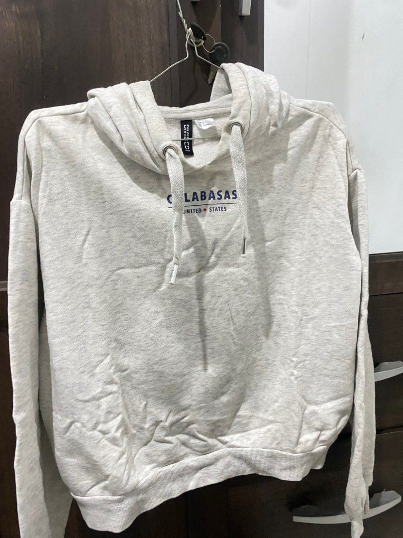 Hoodie H M White Abu Fesyen Wanita Pakaian Wanita Baju Luaran