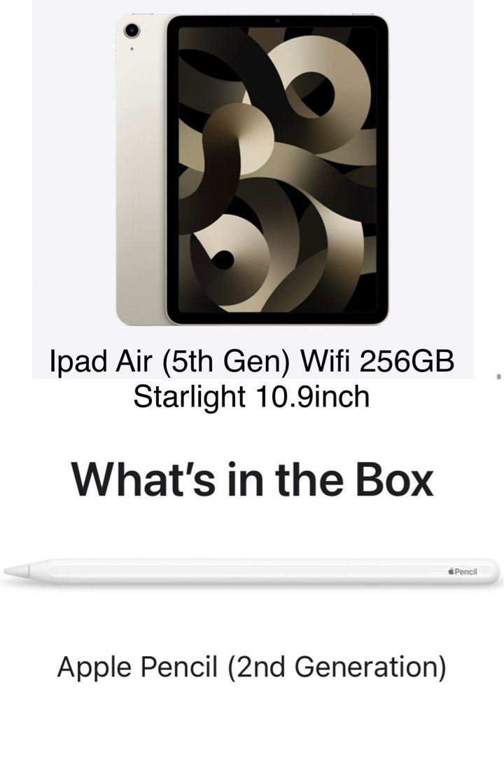 Apple iPad Air 10.9 5th-Gen 256GB; Wi-Fi (Starlight)