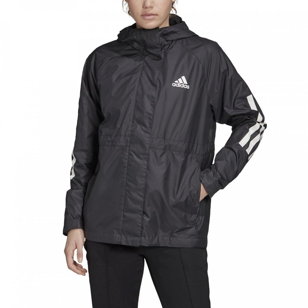 Jaket Adidas Windbreaker BSC Women 3 Stripes Jacket Original Windproof Coat Mantel Winter Parka Black White