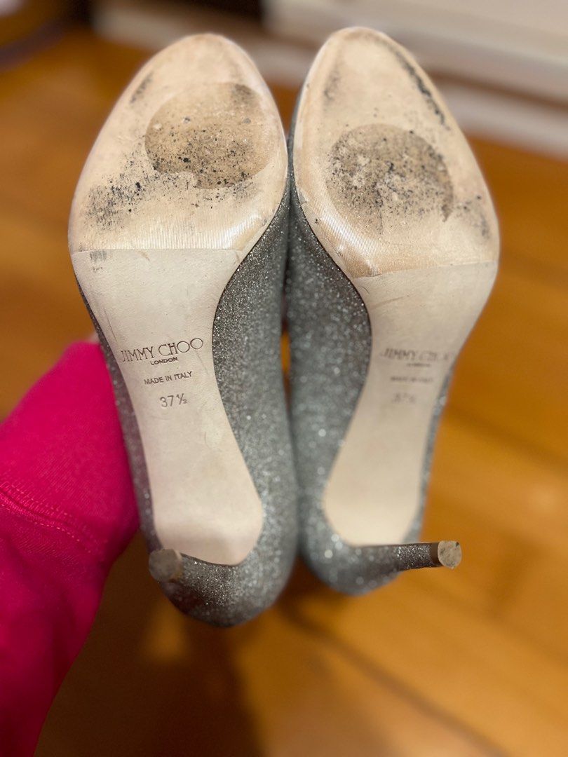 Jimmy Choo Bridget 85 dusty glitter pumps Carousell