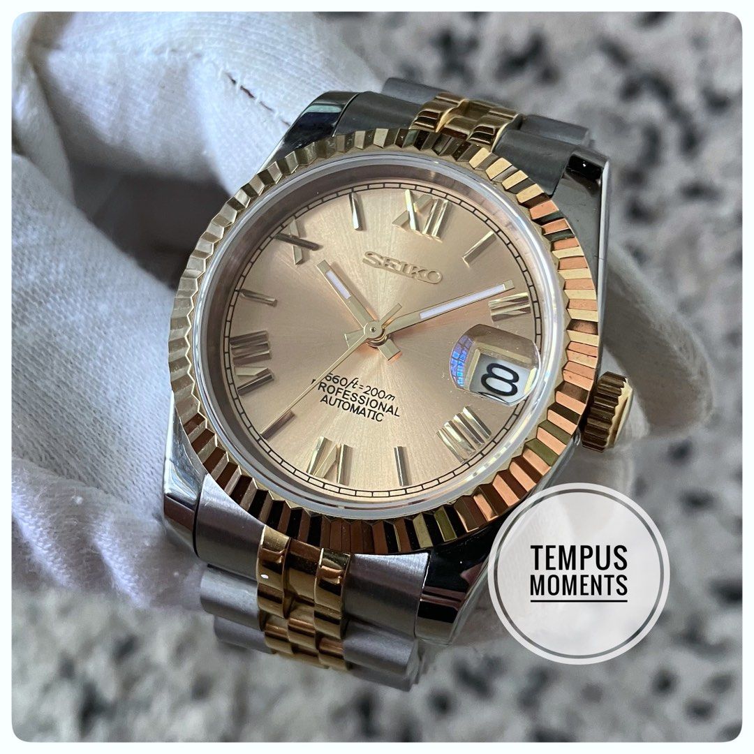 Jubilee Datejust Steel Gold Roman automatic watch Seiko mod