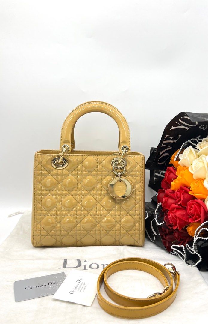 LADY DIOR PATENT LEATHER HANDBAG Luxury Bags Wallets on Carousell