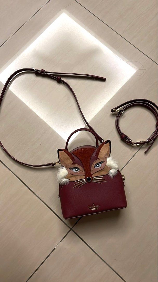 LIMITED EDITION COLLECTIBLE Kate Spade So Foxy Binx Mini Small Backpack Slingbag Crossbody Convertible Fox Sienna Burgundy Red Brown Fall