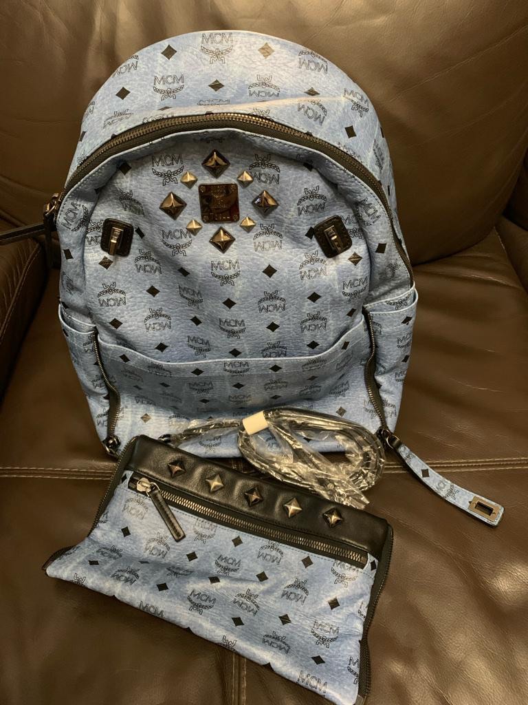 Mcm bookbag blue new arrivals