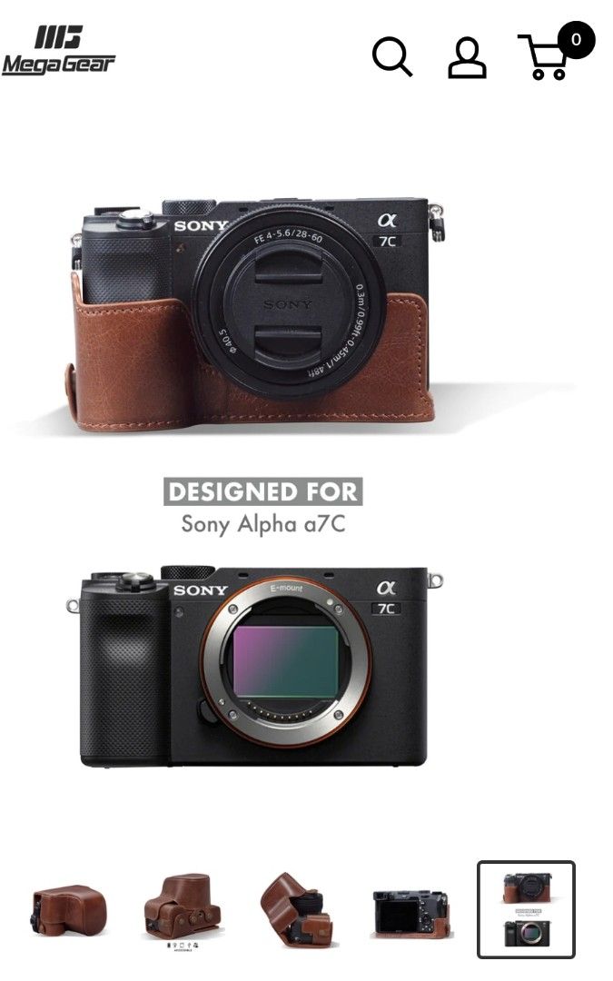 MegaGear Sony Alpha A7C Ever Ready Genuine Leather Camera Case (Category: Camera Bags & Carriers) located in Quezon City. Submitted by hapiyumi (Listing ID 1280647267, Image 1). Description: MegaGear Sony Alpha A7C Ever Ready Genuine Leather Camera Case - brown color Product Details: High Quality Genuine Leather Soft Internal Protective Padded Fabric Protects Against Scratches, Dust, Damage and Shock Easy to Clean and Maintain Ever Ready Design -