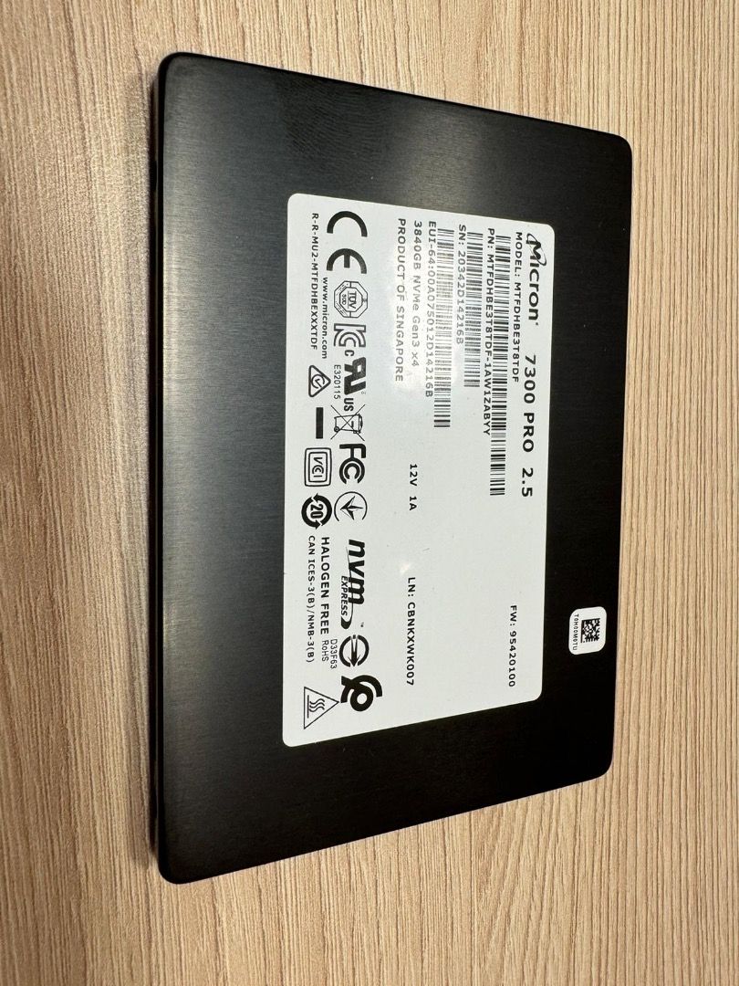 Micron 7300 PRO 2.5 U.2 NVME SSD 3.84TB 98 Health