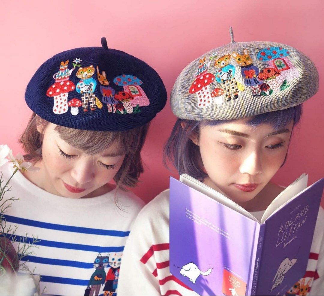 Mushroom x Yumi Kitagishi 北岸由美聯乘限定設計- 🐱🐰刺繡貝雷