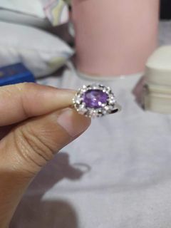Natural Amethyst Stone Ring S925
